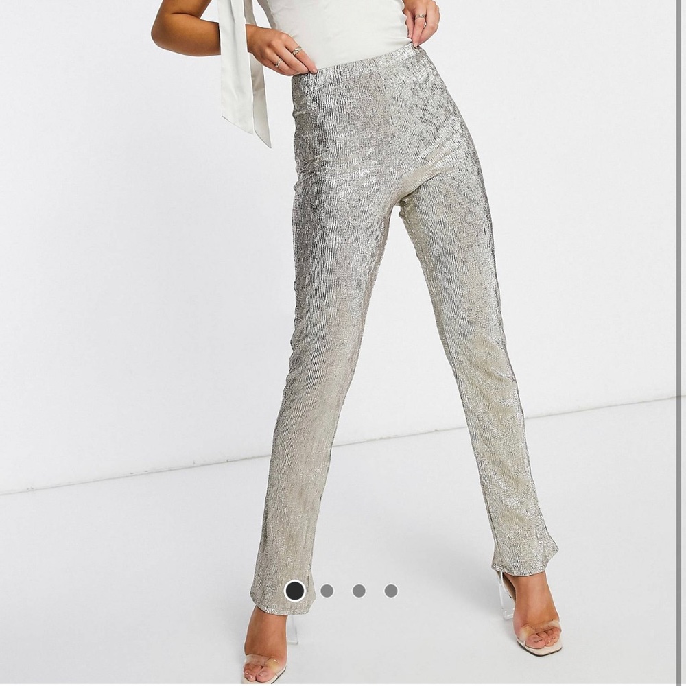 ASOS Design Jersey Sparkle Kick Flare Pant (Silver)